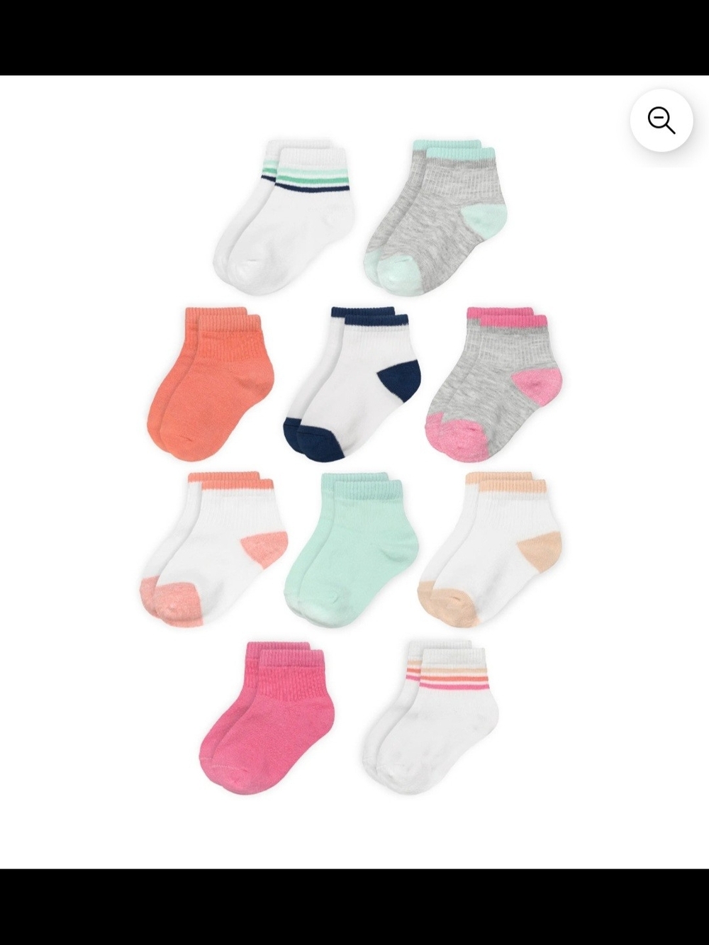 Fruit of the Loom Toddler Ankle Socks 10 Pack Assorted Size 18-36M NEW
